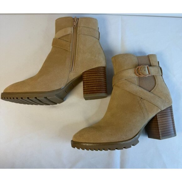 Blondo Tamzin Waterproof Booties Womens Size 5.5M Tan Suede Ankle Boots Casual - Picture 6 of 12